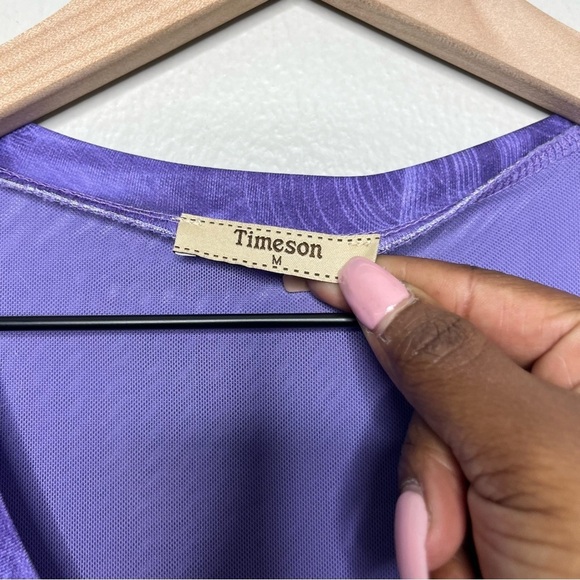 VTG y2k Timeson Women Top Medium Purple Fairy Mesh‎ Whimsical Layered Ethereal - Picture 5 of 11